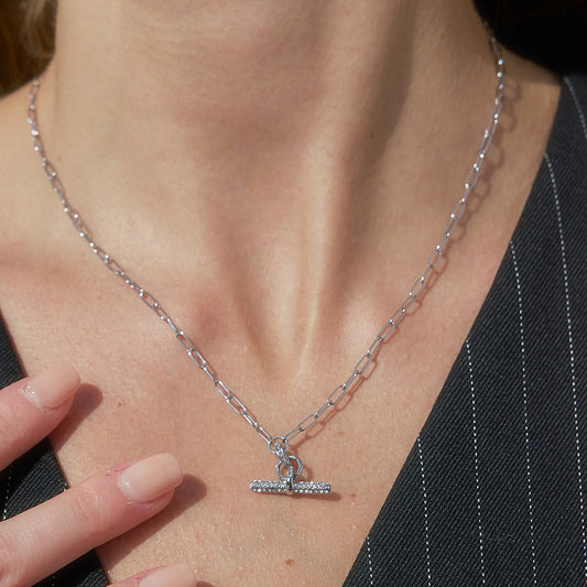 Women's Classic Wind White Rhinestone Stainless Steel Necklace