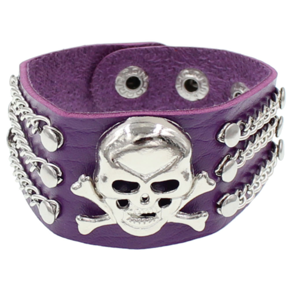 Protection Leather Fashion Punk Rivet Nightclub Domineering Ghost Skull Bracelet