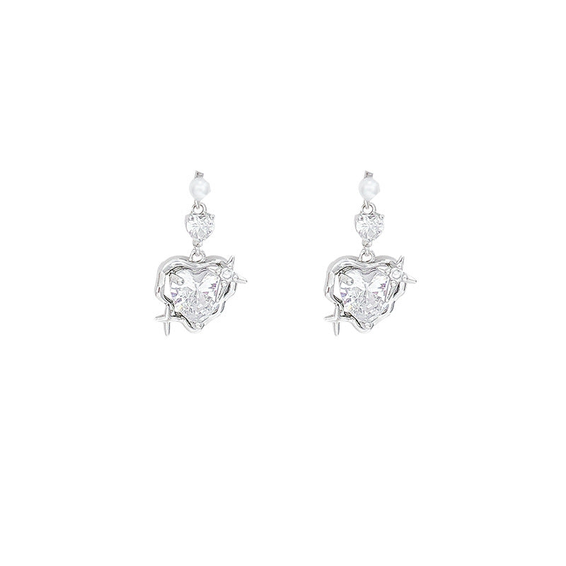 Wind Sweet Exquisite Refined Grace Zircon Light Luxury Minority High Stud Earrings