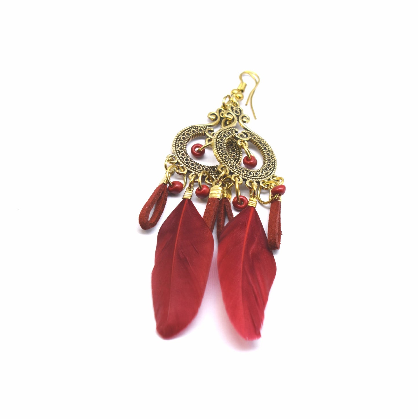 Style Vintage Feather Long Holiday Beads String Earrings
