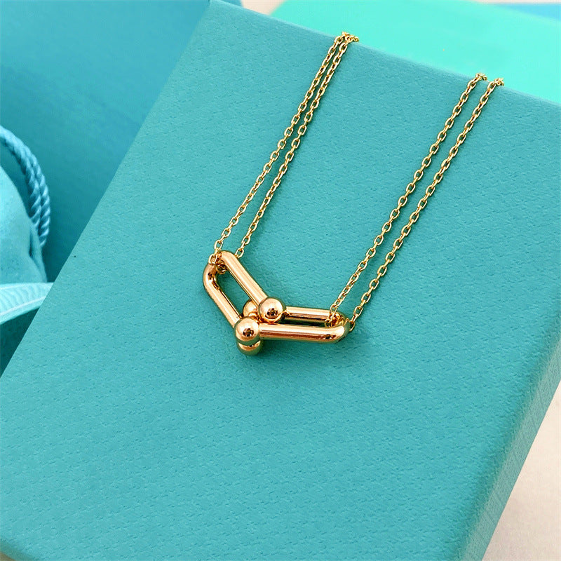 Women's Diamond Horseshoe Clavicle Chain Versatile Personality Necklaces