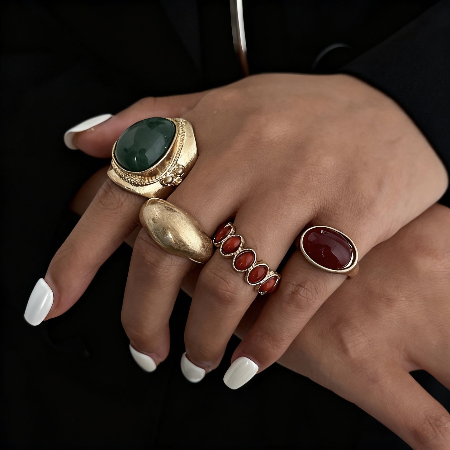 Luxury Fashion Vintage Open Shaped Irregular Chic Scenery Rings