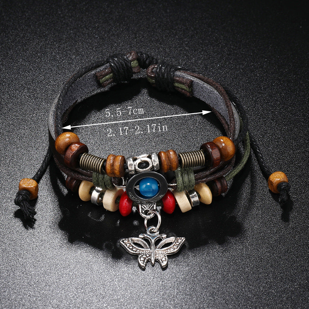 Accessoires Personalisierte Perlenarmband aus Rindsleder im Vintage-Stil