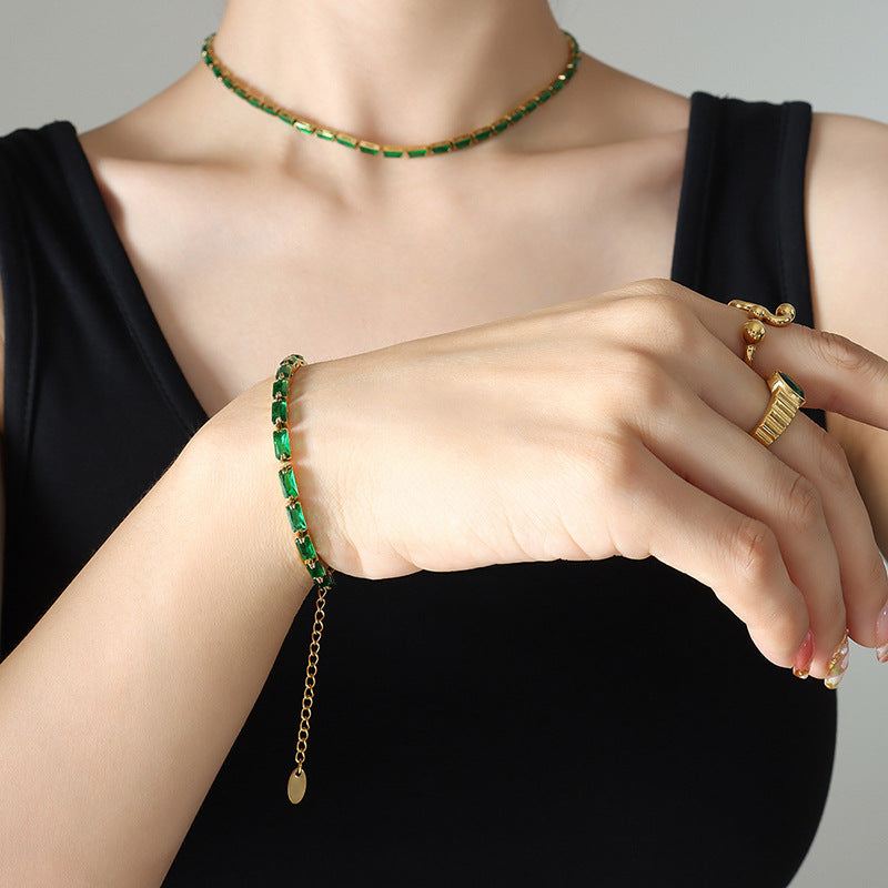 Women's Geometric Square Chain Stitching For Light Luxury Titanium Steel Necklaces