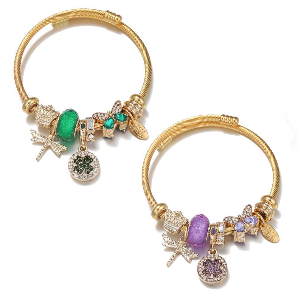 Fairy Four-leaf Clover Butterfly Gold Stainless Bracelets