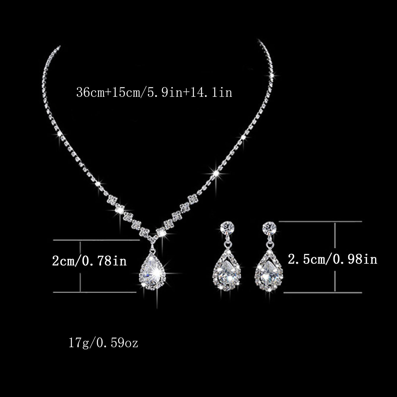 Bridal Fashion Rhinestone Water Drop Zircon Jewelry Set