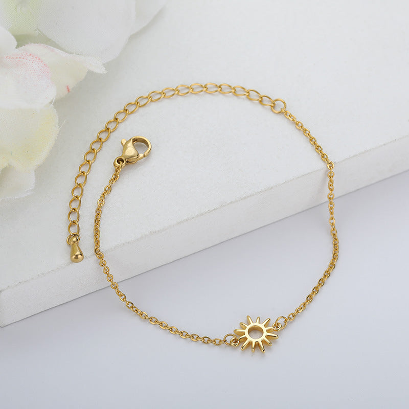 Popular Sun Hollow Gold Plated Chain Stainless Bracelets
