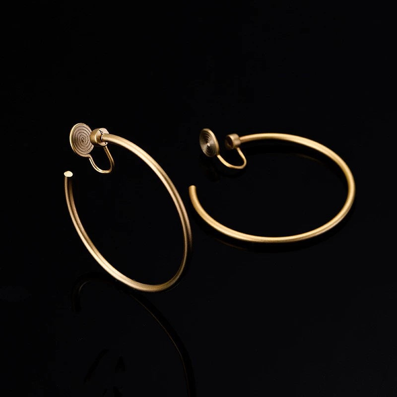 Women's Real Gold Matte Big Circle Mosquito Coil Earrings