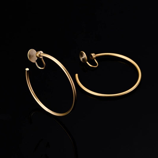 Women's Real Gold Matte Big Circle Mosquito Coil Earrings