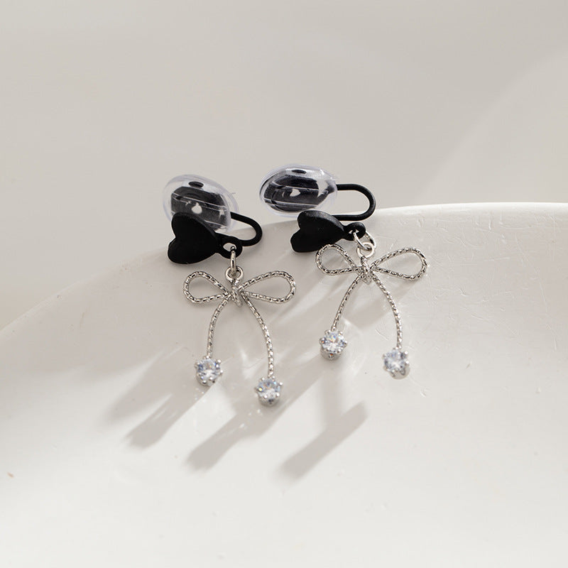 Women's Love Heart Bow Tie Sweet Cool Style Fashionable Elegant Earrings