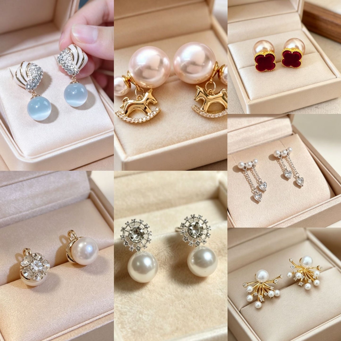 Compact Elegant Pearl Eardrops French Style Design Stud Earrings