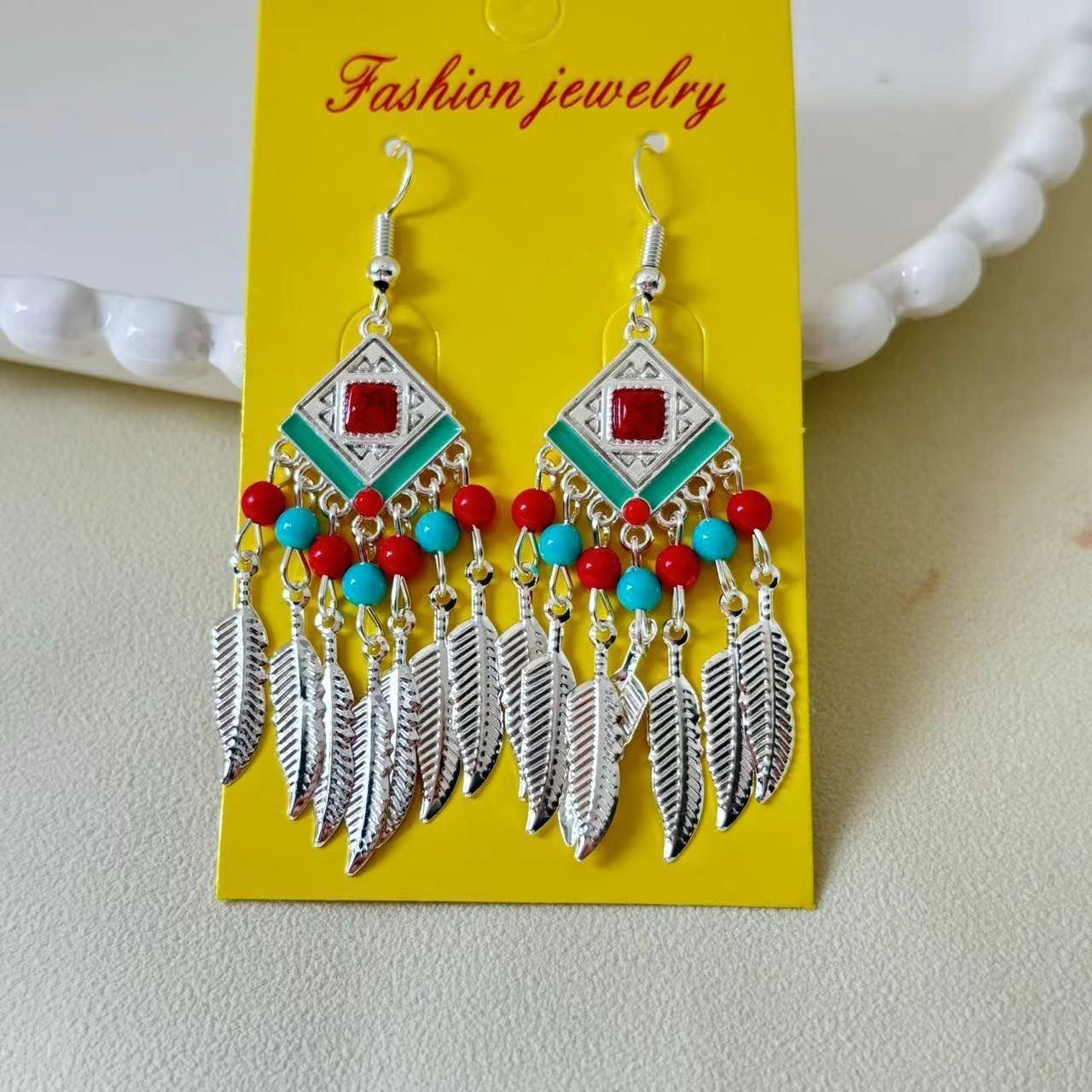 Bohemian Tassel Water Drop Summer Vacation Style Dopamine Earrings