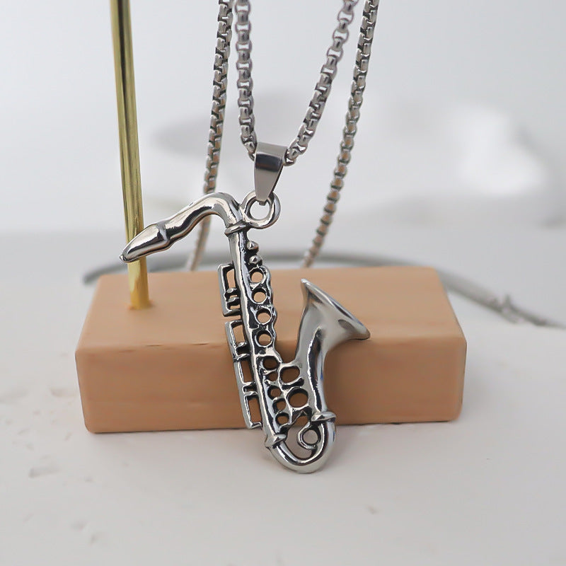 Women's & Men's & Steel Personalized Creative Alloy Saxophone Necklaces