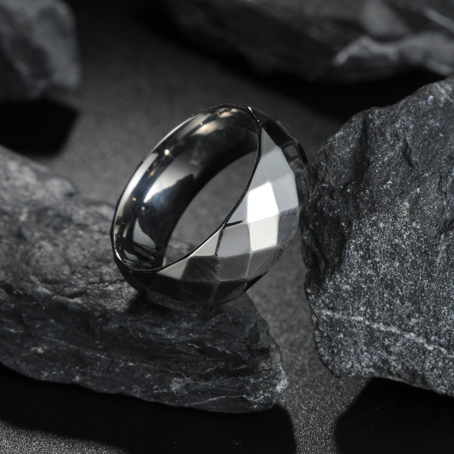 Men's Face Wide Diamond Surface Wedding Electroplating Rings