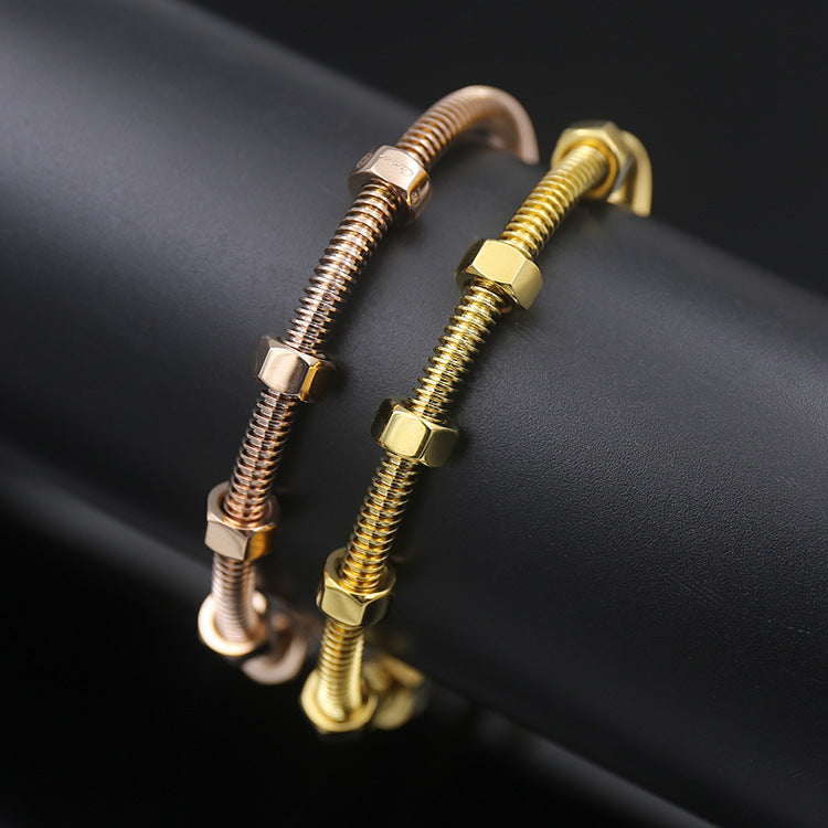 Steel Titanium Rose Gold Plated Couple Bracelets