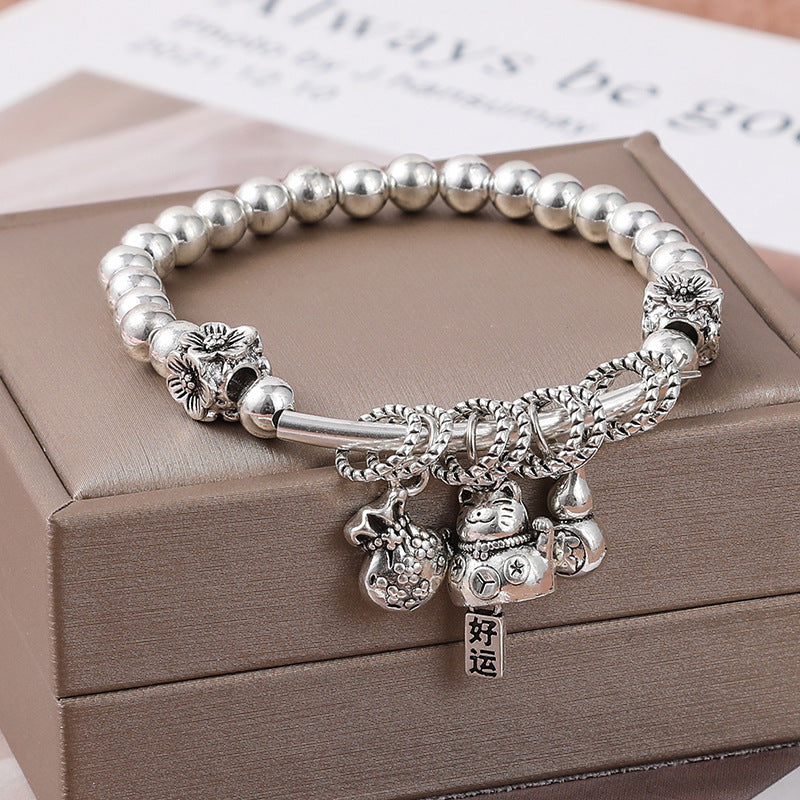 Women's Cat Crown Imitation Sliver Beads Retro Bracelets