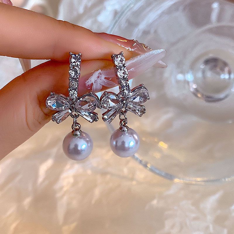 Women's Zircon Bow Pearl For Summer Small Rings