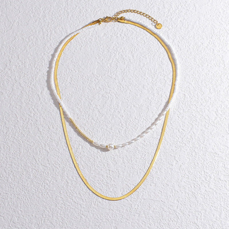 Gold Flat Snake Bones Chain Niche Necklaces