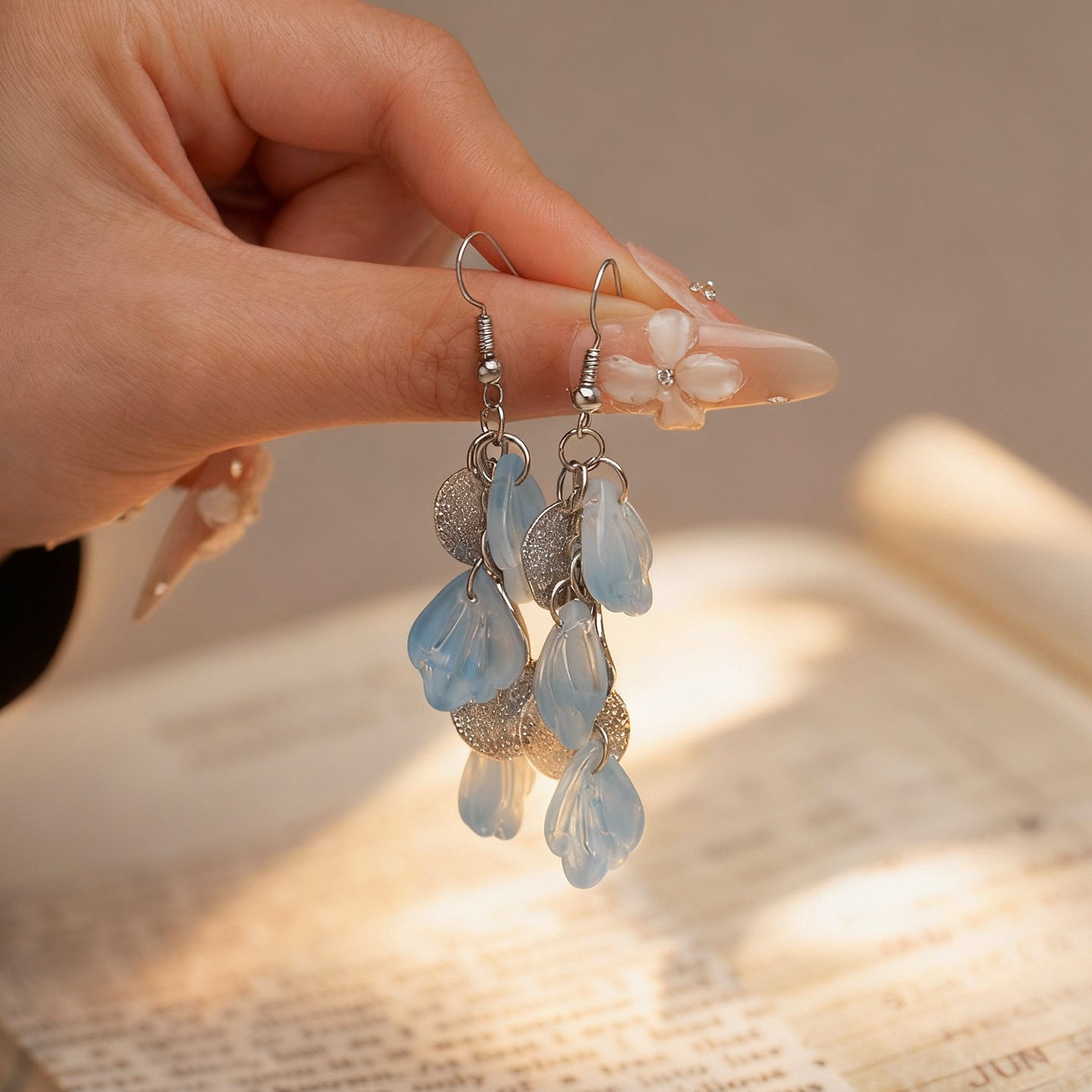 Blue Petals Without Pierced Ears Mosquito Coil Gentle Summer Vacation Rings