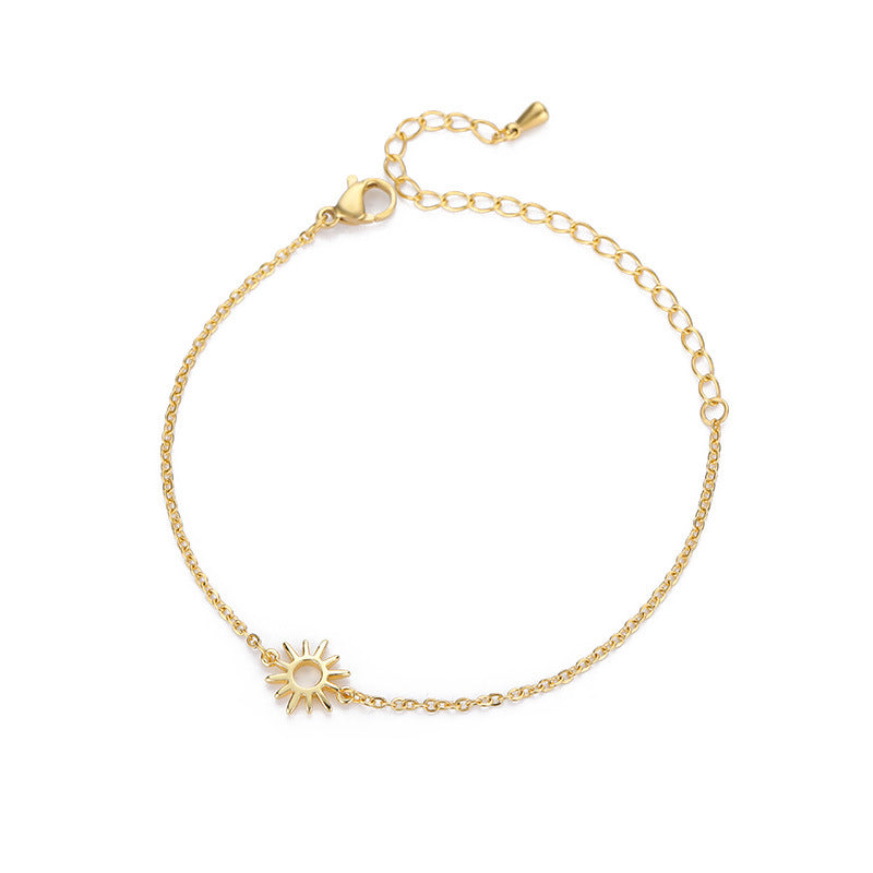 Popular Sun Hollow Gold Plated Chain Stainless Bracelets