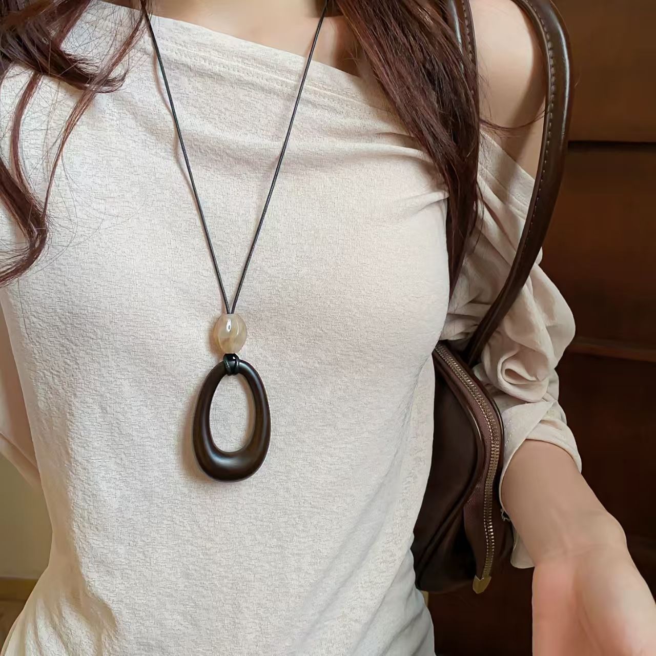 Women's Retro Long Irregular Ethnic Style Adjustable Halter Sweater Necklace