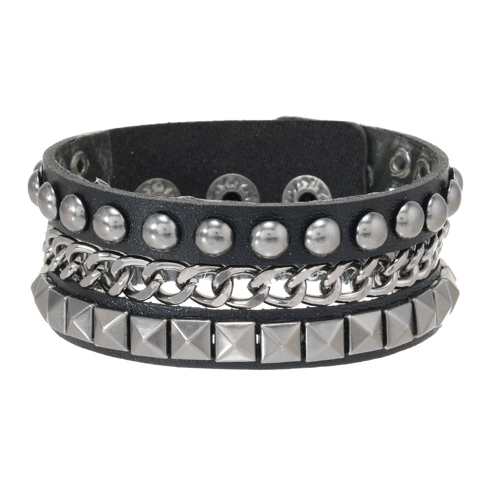 Men's Fashion Punk Street Shooting Nightclub Dark Rivet Bracelet