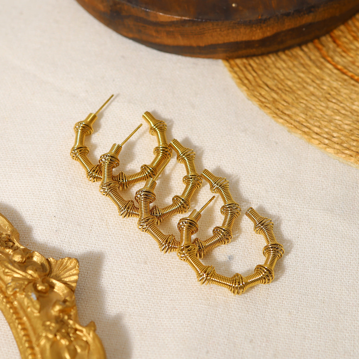 Steel Hoop Retro French Palace Style Earrings