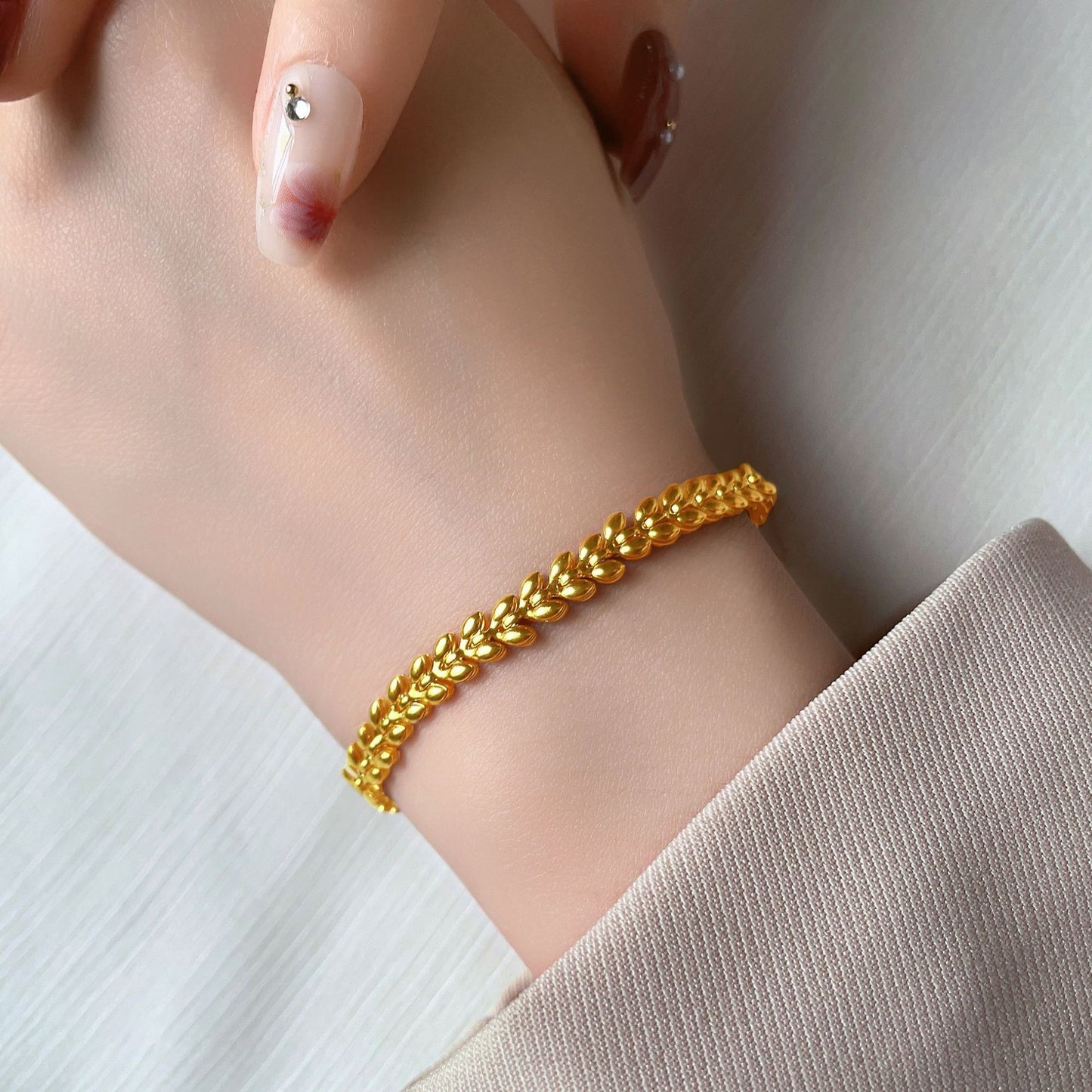 Women's Gold Wheat For Trendy Design Light Luxury Bracelets