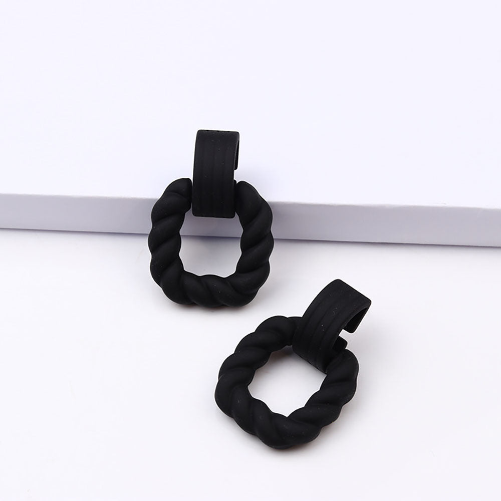 Square Semicircle Stitching Spray Rubber Paint Acrylic Earrings