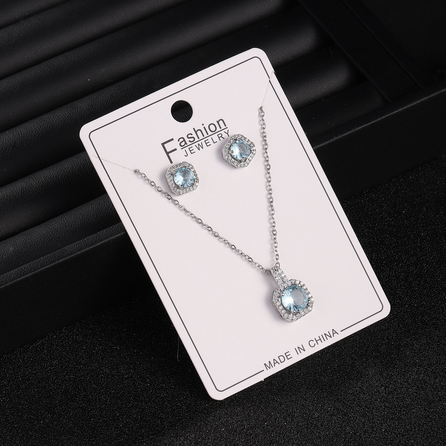 Live Broadcast Zircon Full Diamond Perfume Bottle Square Bag Earings Jewelry Set
