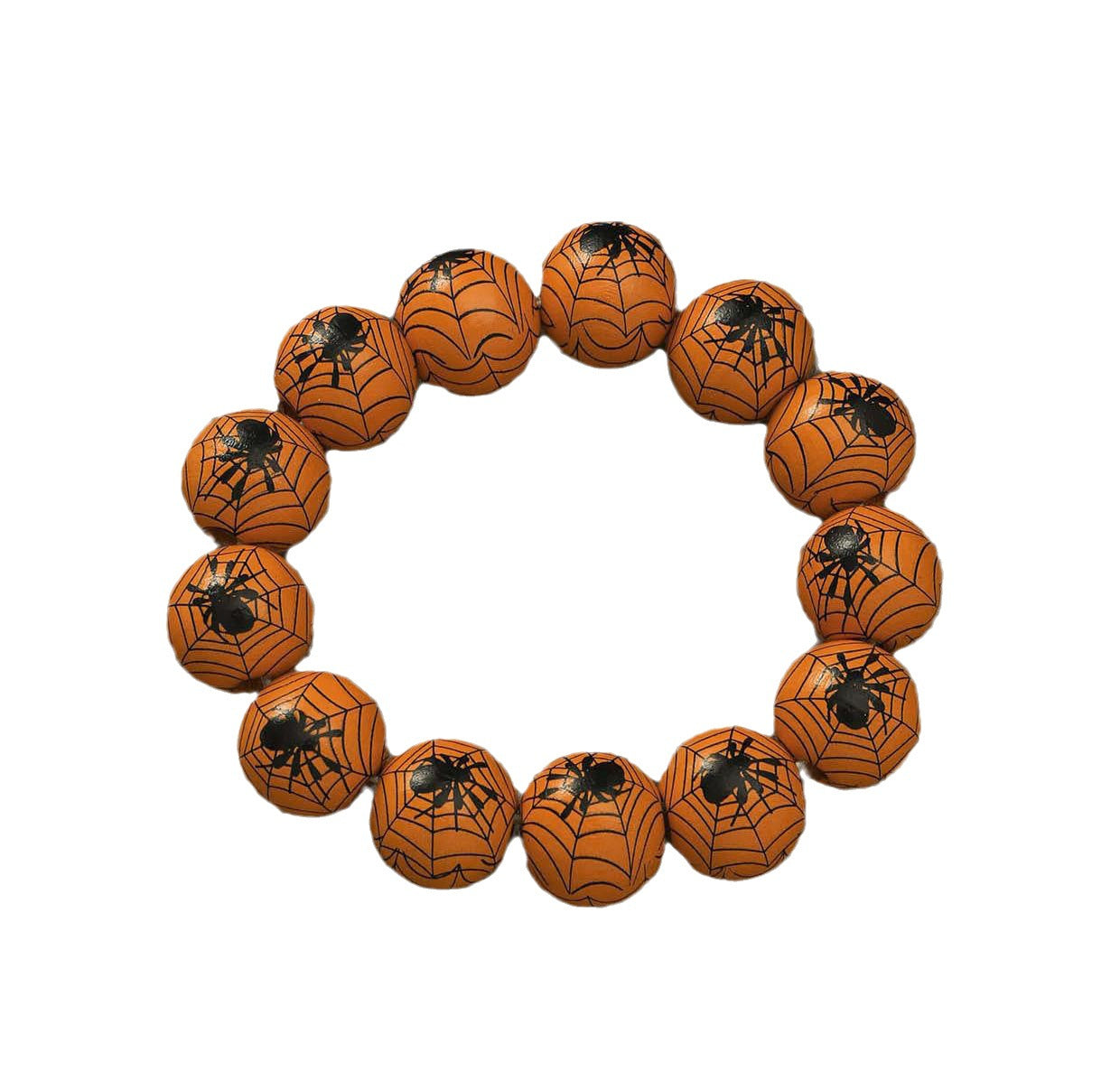 Women's Personality Fashion Wooden Bead Pumpkin Spider Printed Bracelets