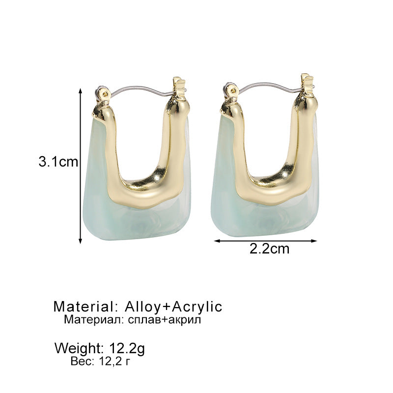 Women's Trendy Geometric U-shaped Acrylic Vintage Metal Earrings