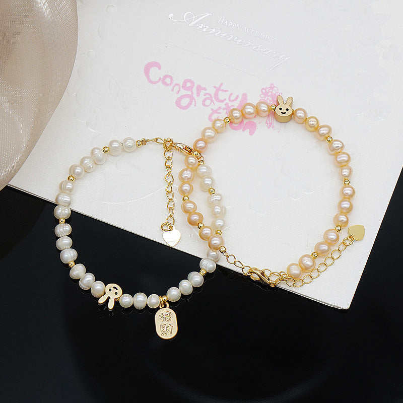 Real Freshwater Pearl Rabbit Exquisite Cute Bracelets