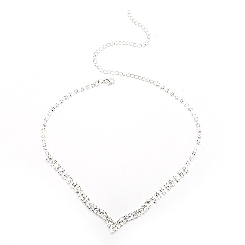 Popular Water Drop Rhinestone Two-piece Fashion Jewelry Set