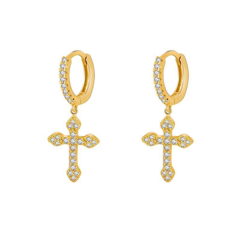 Trendy Rhinestone Zircon Cross Eardrops Style Ear Buckle