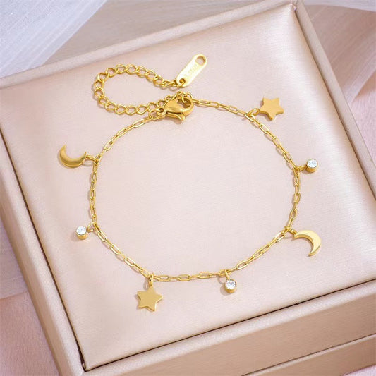 Female Korean Simple Personalized Design Titanium Steel Rose Gold Bracelets