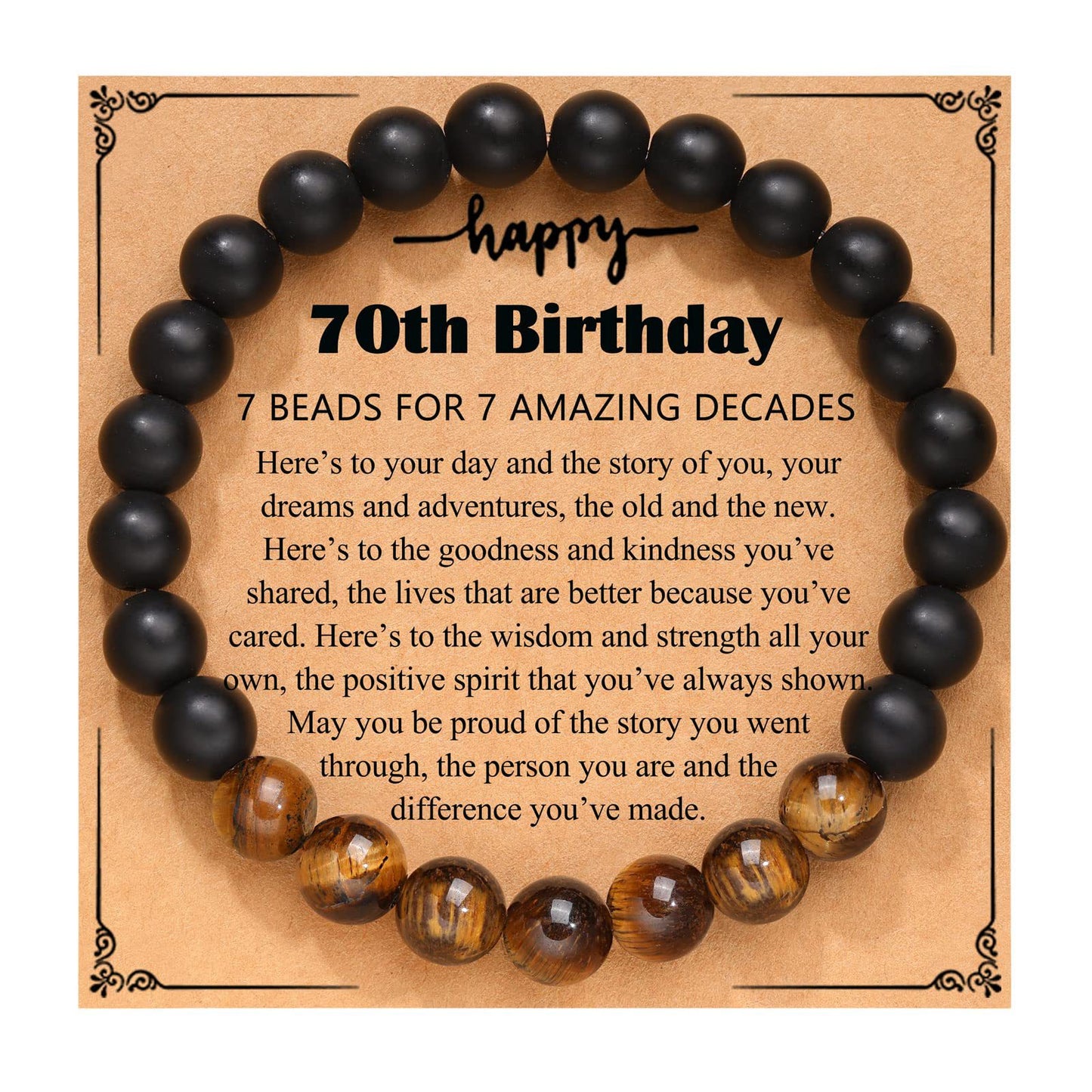 Bracelets cadeaux d'anniversaire en perles d'agate noire et d'oeil de tigre