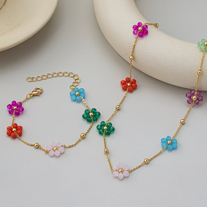 Women's Design Stainless Steel Gold-plated Handmade Colored Necklaces