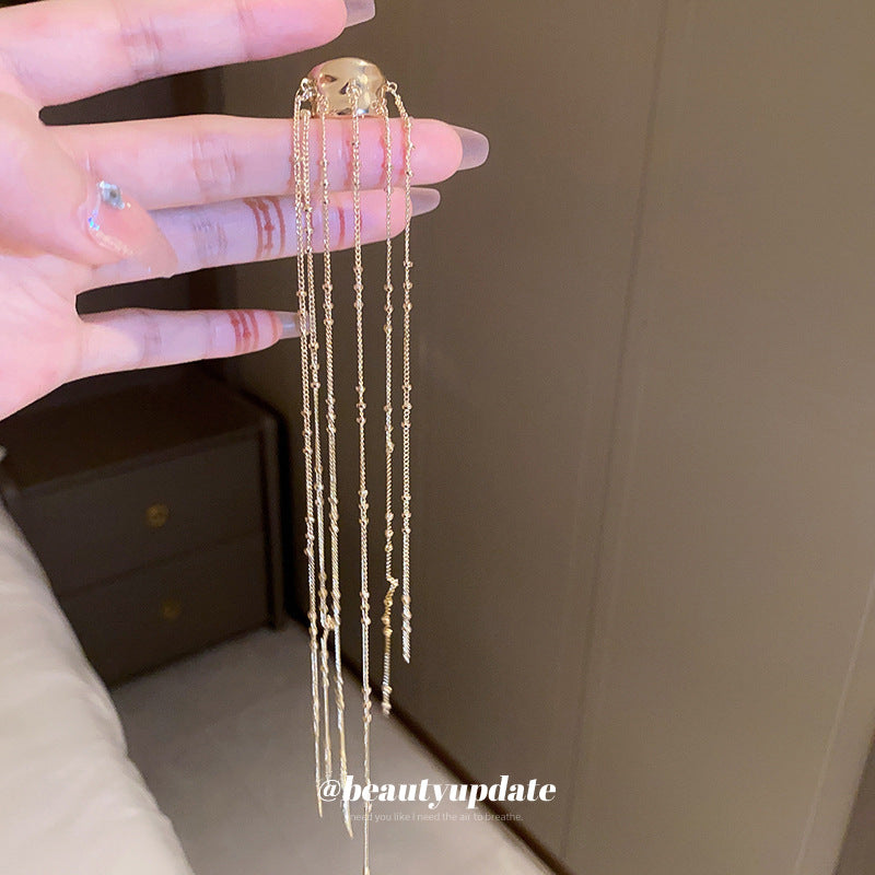 Irregular Shaped Chain Long Tassel Clips Cold Wind Bone Ear Clip
