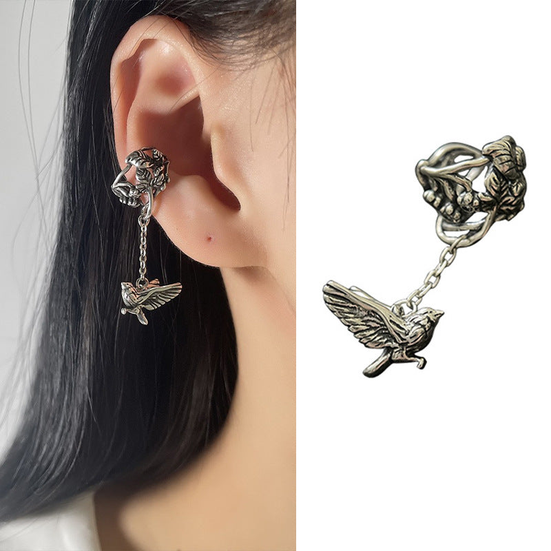 High-grade Long Earless Geometric Tile Chain Ear Clip