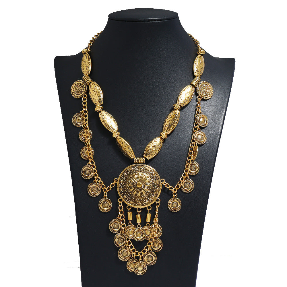 Profile Ethnic Style Alloy Coin Personality Necklaces