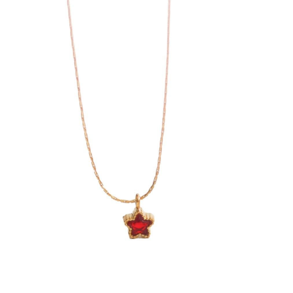 Women's Zircon Compact Mini Five-pointed Star Titanium Steel Necklace