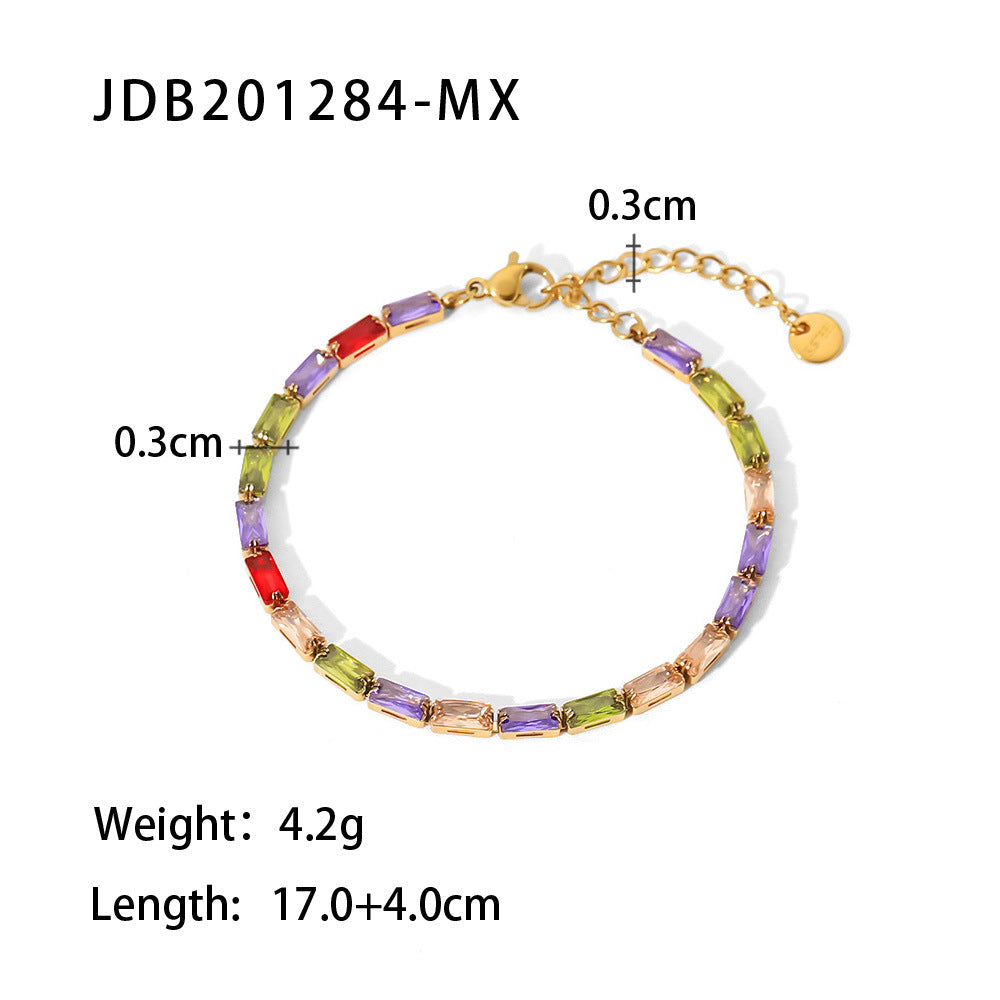 Women's Titanium Steel Gold Stainless Inlaid Zircon Bracelets