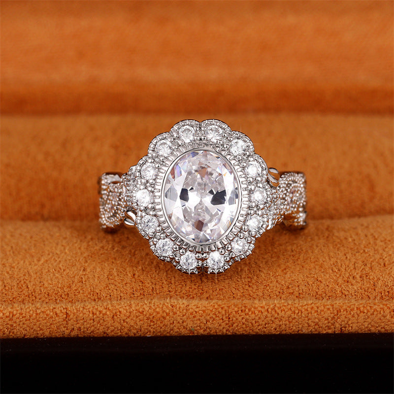 Shi Full Diamond Copper Plating Round Zircon Female Rings