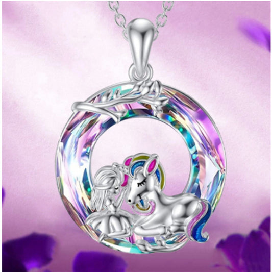 Colliers porte-bonheur avec pendentif en cristal Kirin coloré en brocart