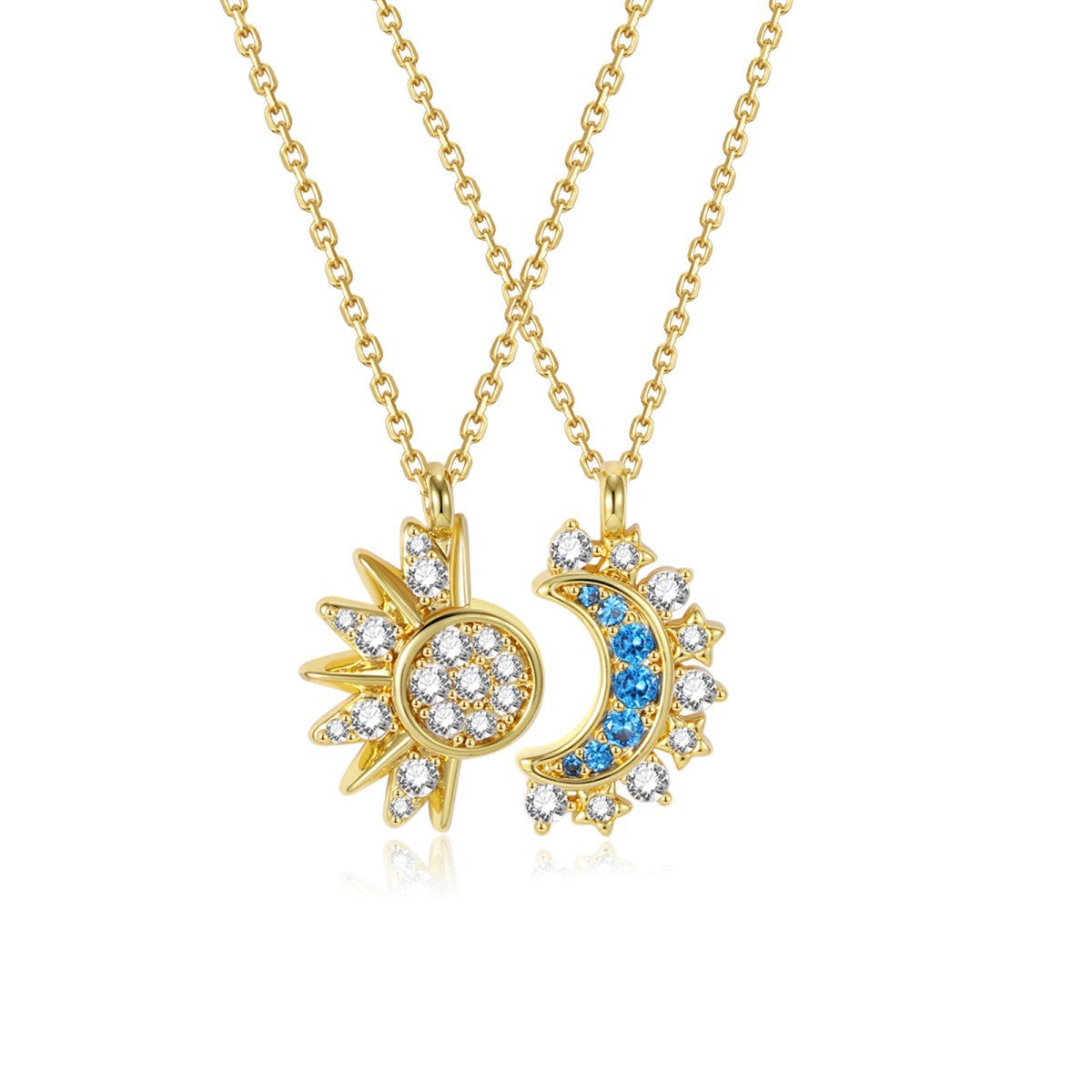 Affordable Luxury Fashion Sun Moon Diamond Star Theme Blue Embellishment Jewelry Set