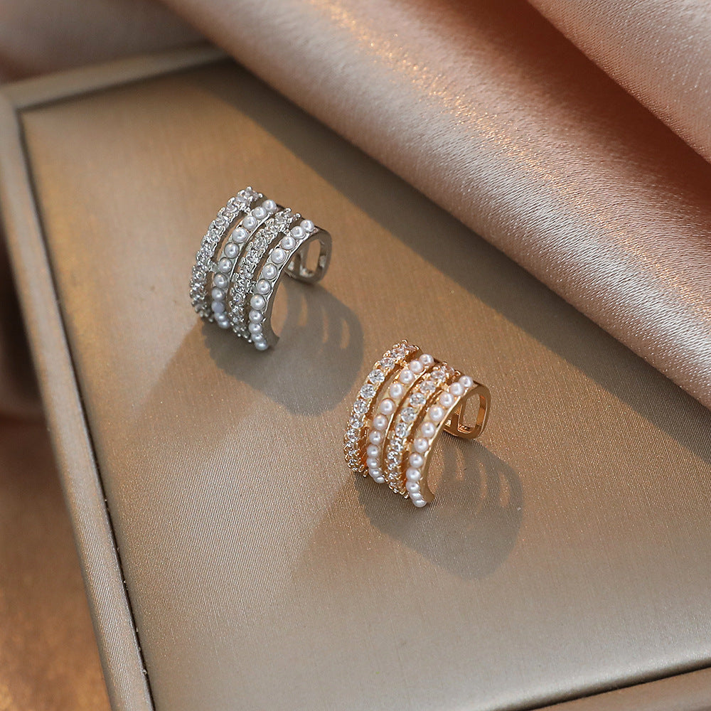 Inlaid Zircon Shaped Light Luxury Design Ear Clip