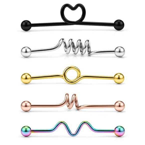 Piece Piercing Industrial Long Brush Holder Earrings