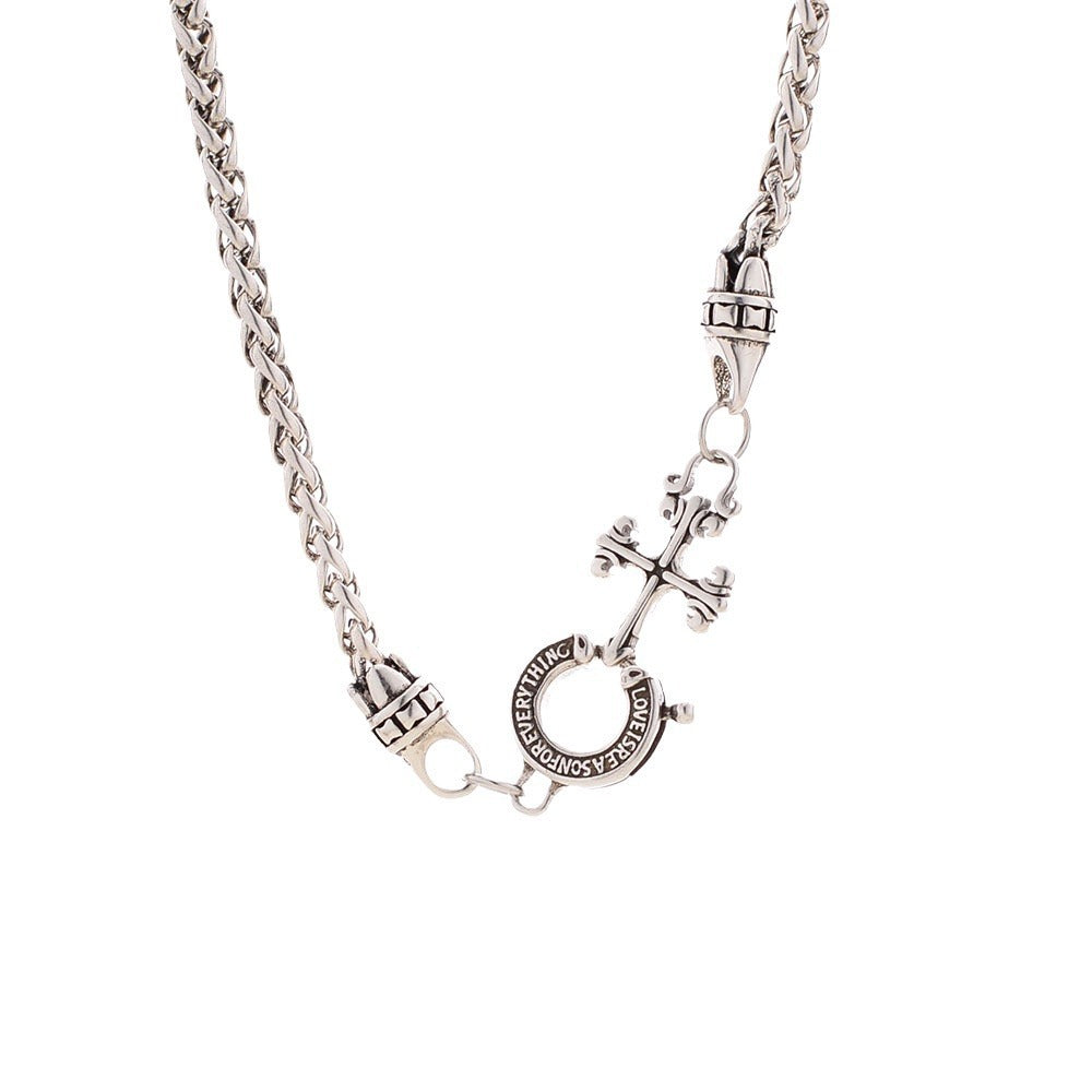 Cruciate Flower Buckle Cuban Female Light Luxury Minority Design Cross Necklace