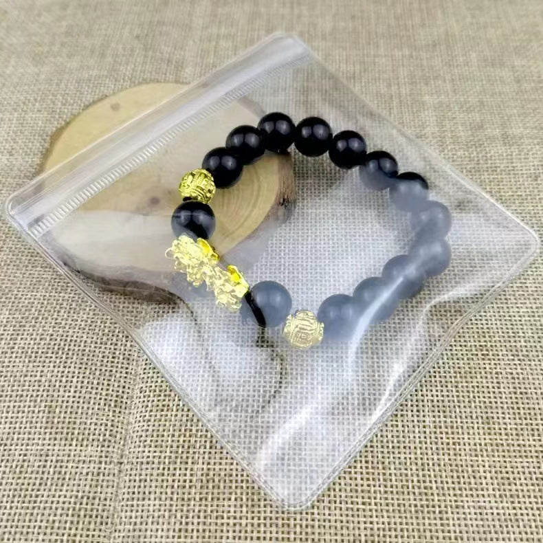 Men's Pi Female Hard Obsidian Solid Golden Bracelets